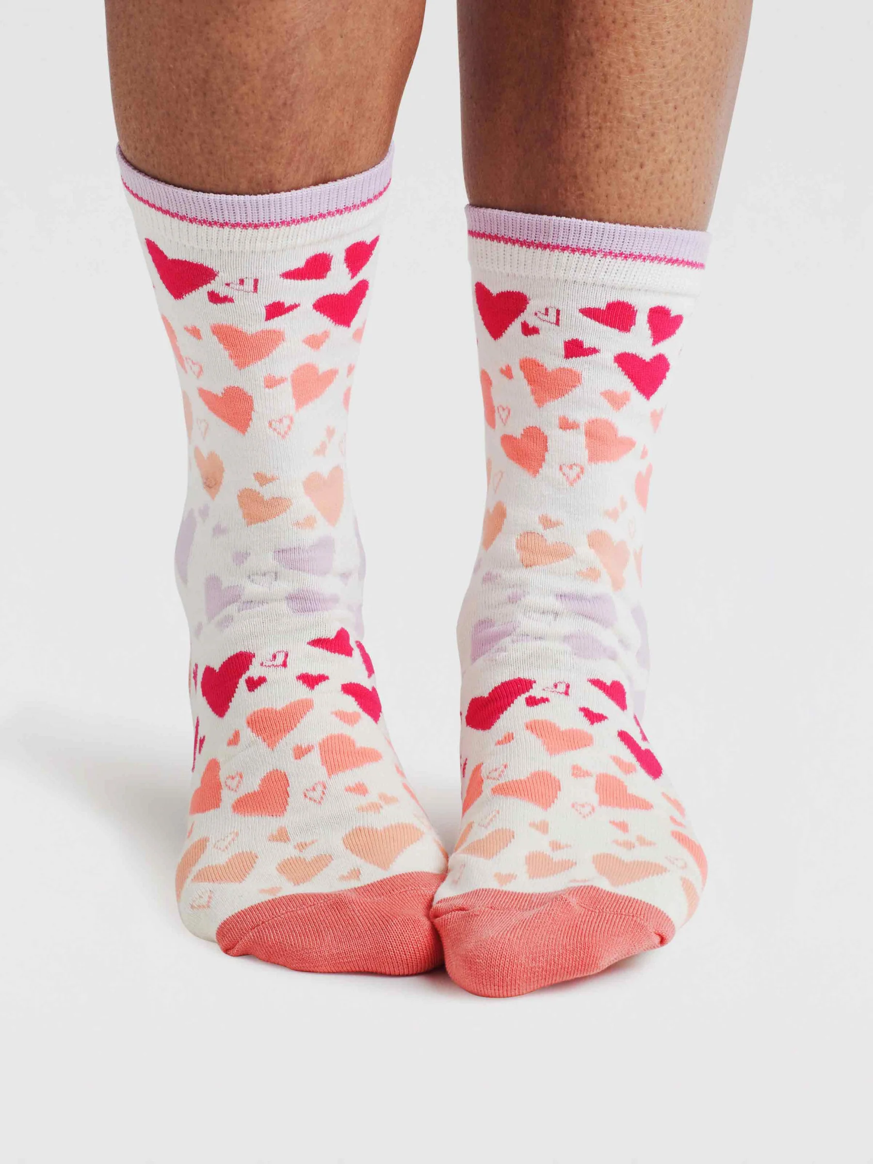 Eva Love Hearts Bamboo 2 Socks Gift Bag - Multi - Flockneti