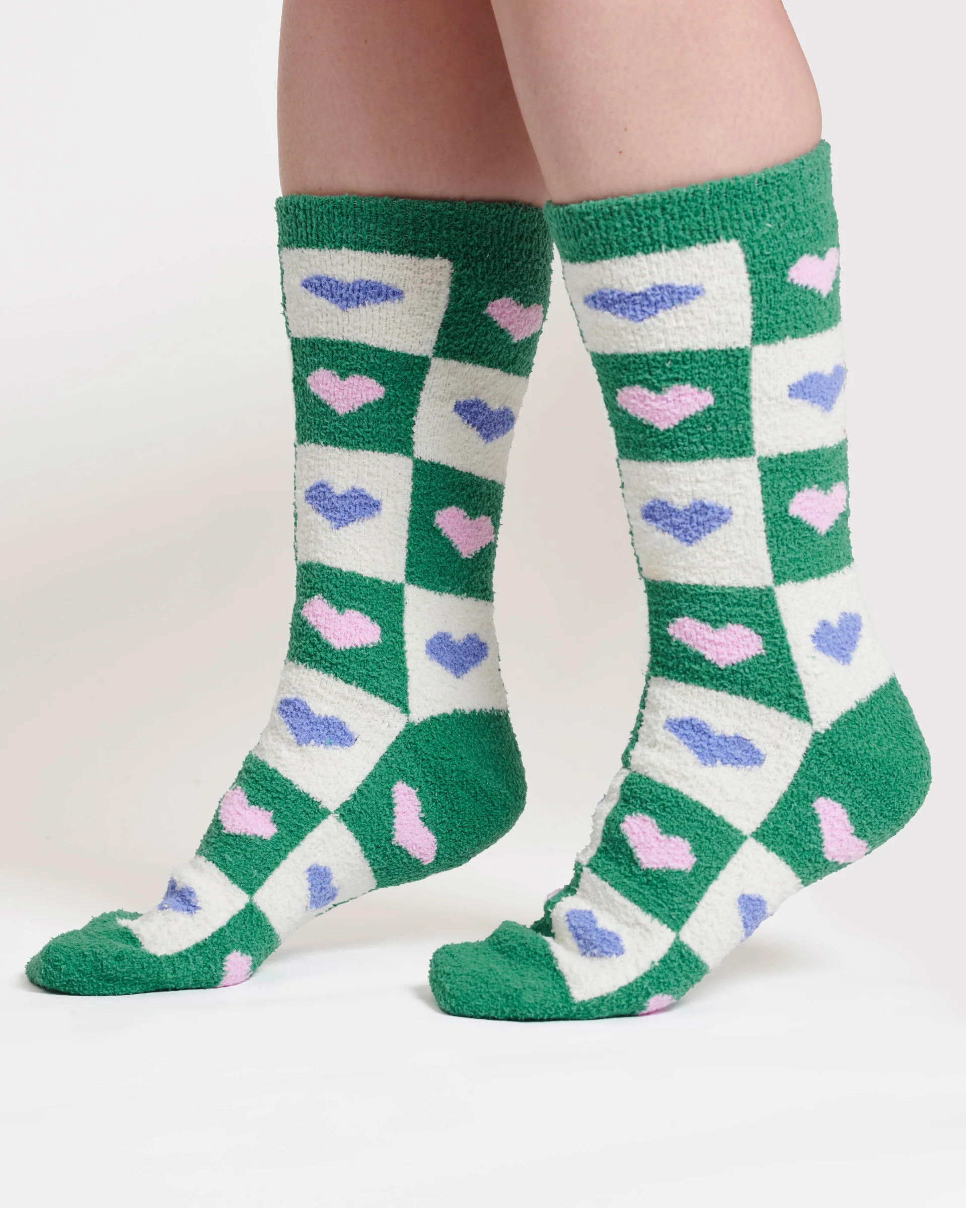 Mono Heart Recycled Polyester Socks - Multi Green - Flockneti