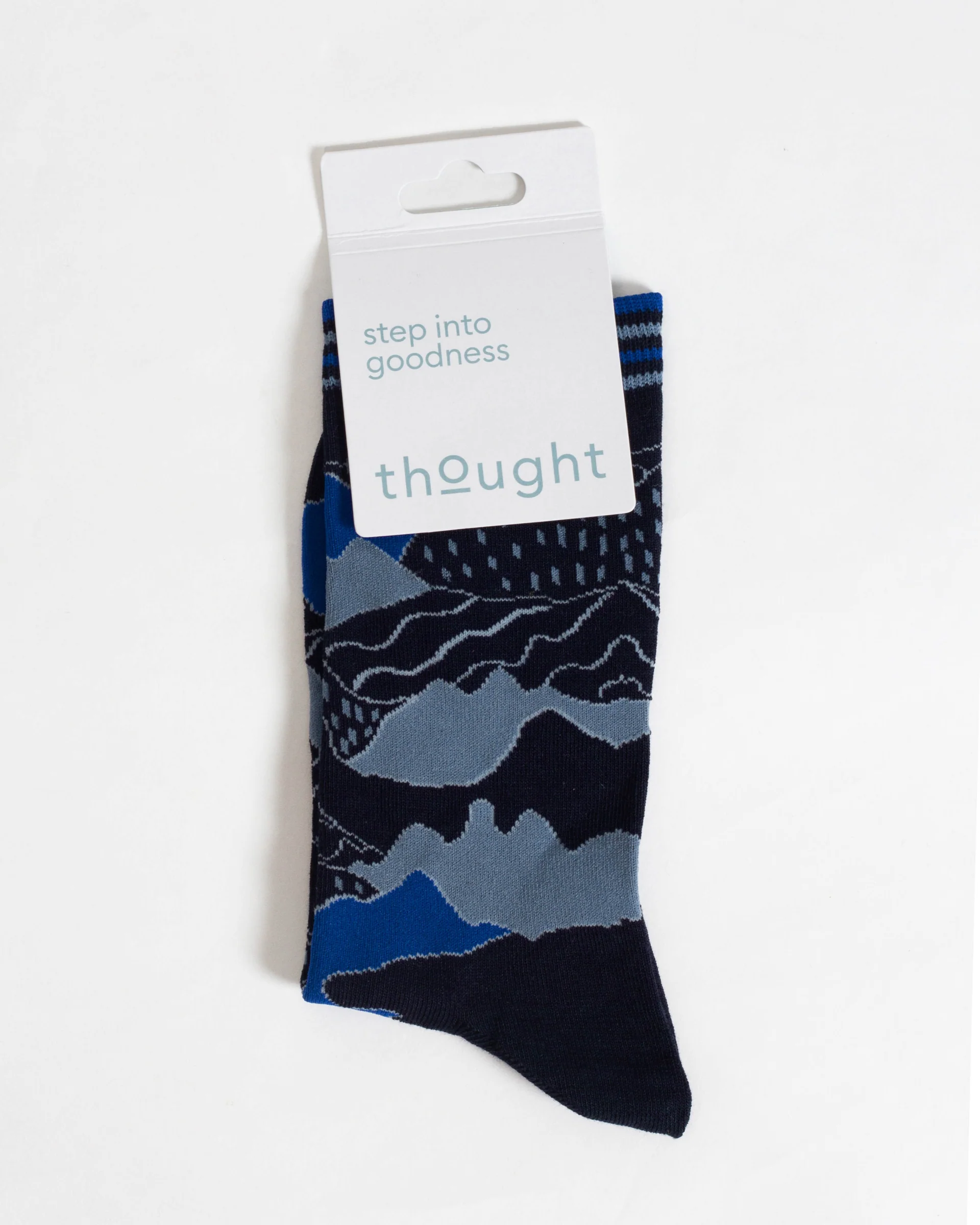Mountain Range Bamboo Crew Socks - Blue/Abstract - Flockneti