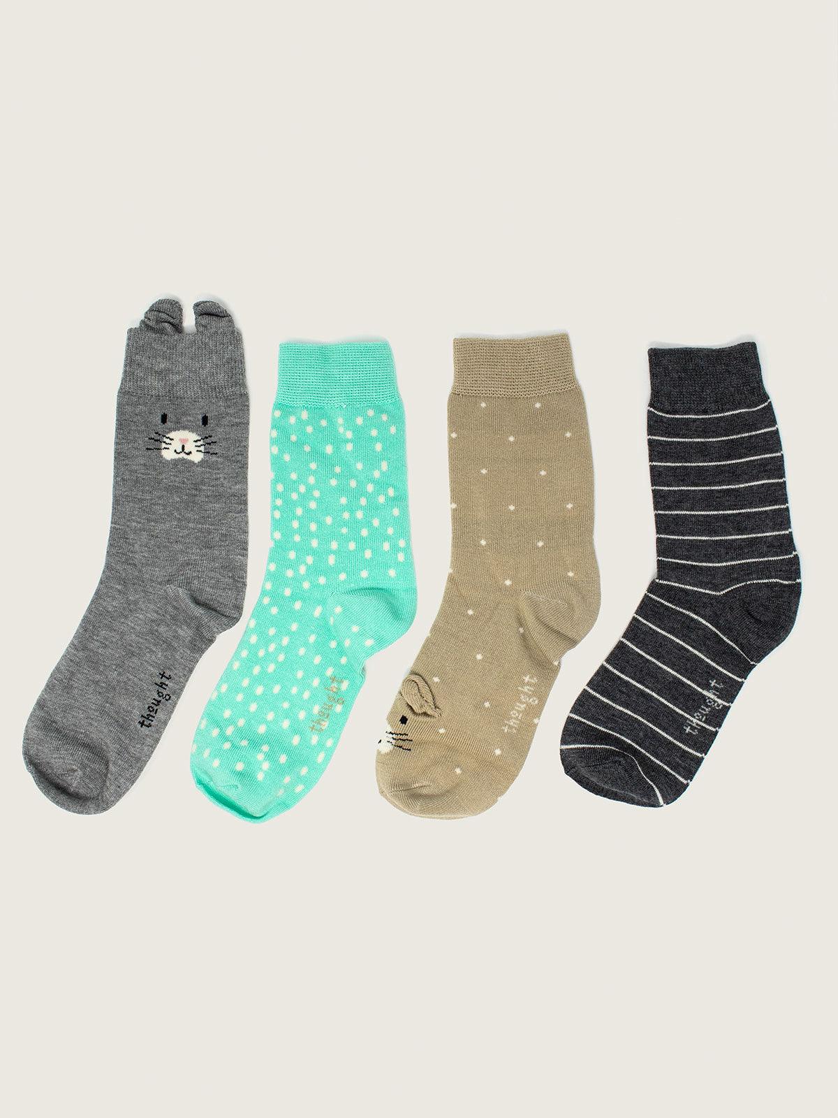 Spring Bunny Rabbit Box of 4 Kids Socks - Multi - Flockneti