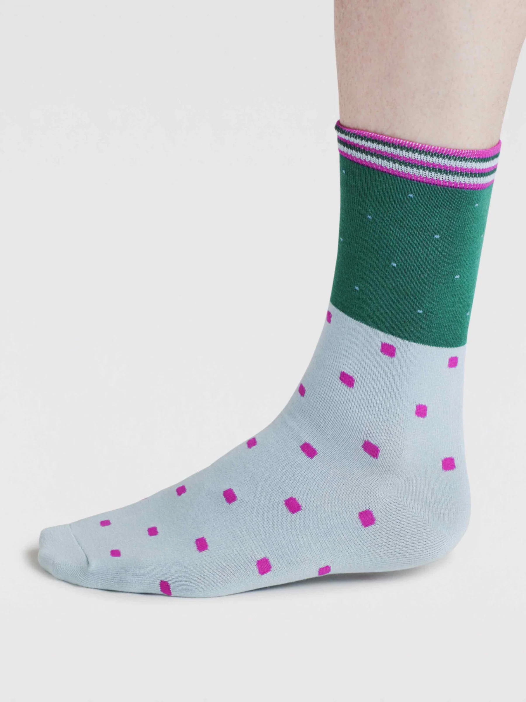 Falon Spot Bamboo Socks - Forest Green - Flockneti