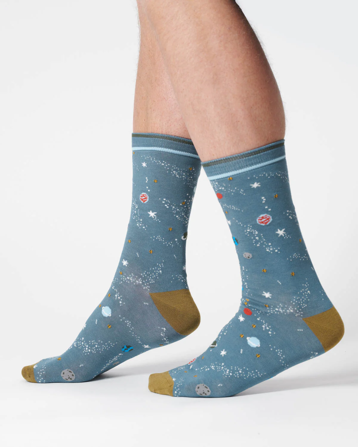 Mens Galaxy Organic Cotton Socks - Misty Blue - Flockneti