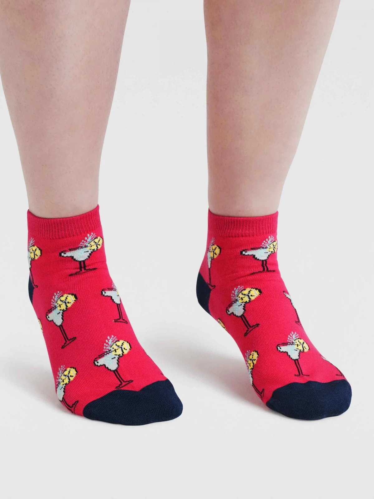 Womens Dixie Cocktail Bamboo Ankle Socks - Neon Pink - Flockneti