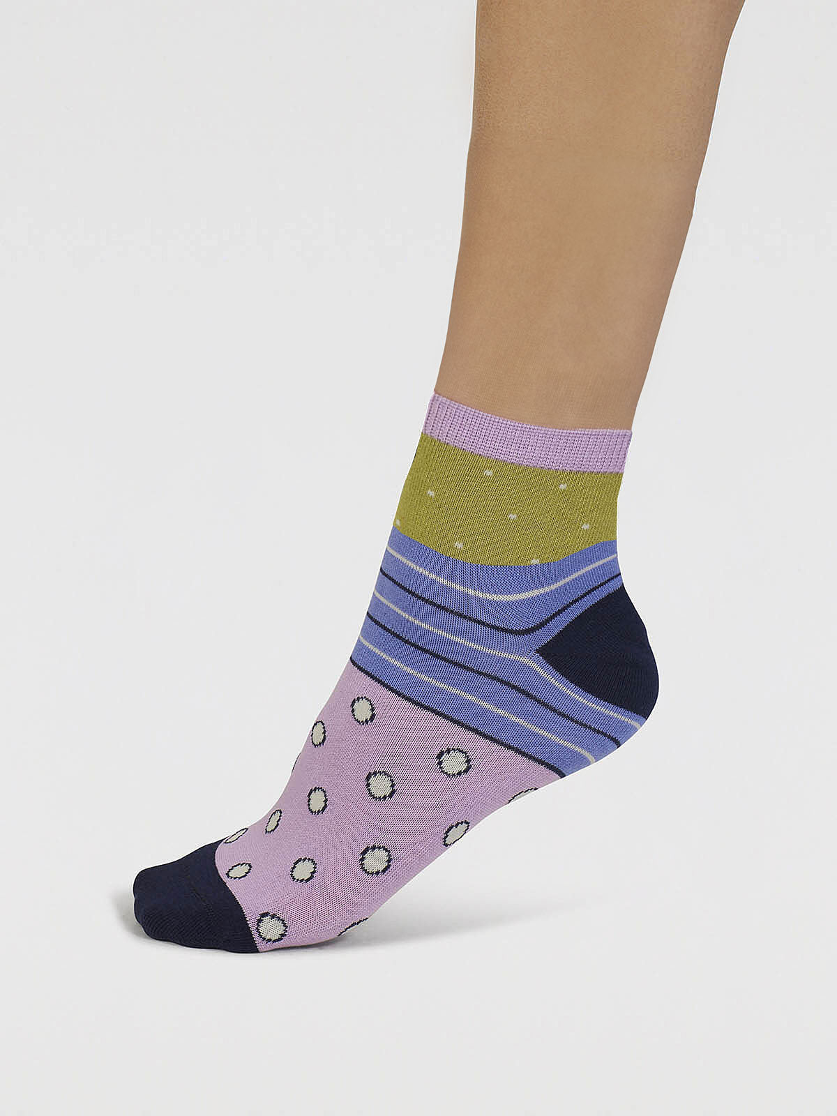 Rondel Spot And Stripe Bamboo Socks - Apple Green - Flockneti