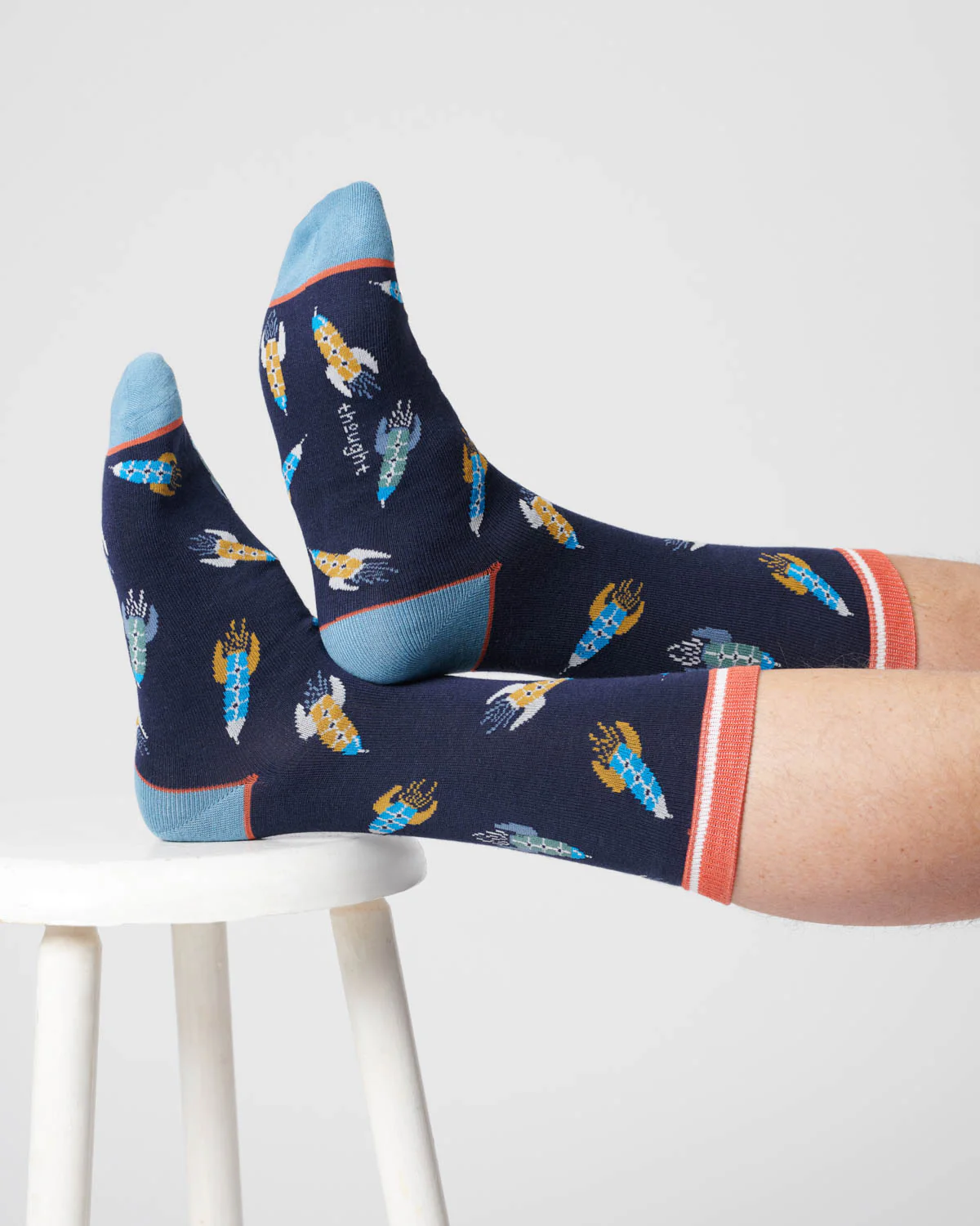 Mens Rocket Bamboo Socks - Indigo Blue - Flockneti