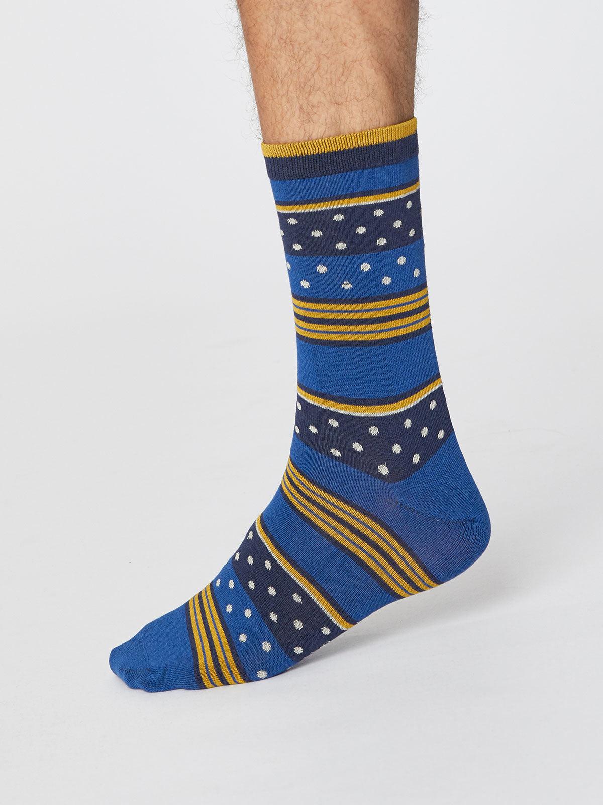 Spot and Stripe Socks - Royal Blue - Flockneti