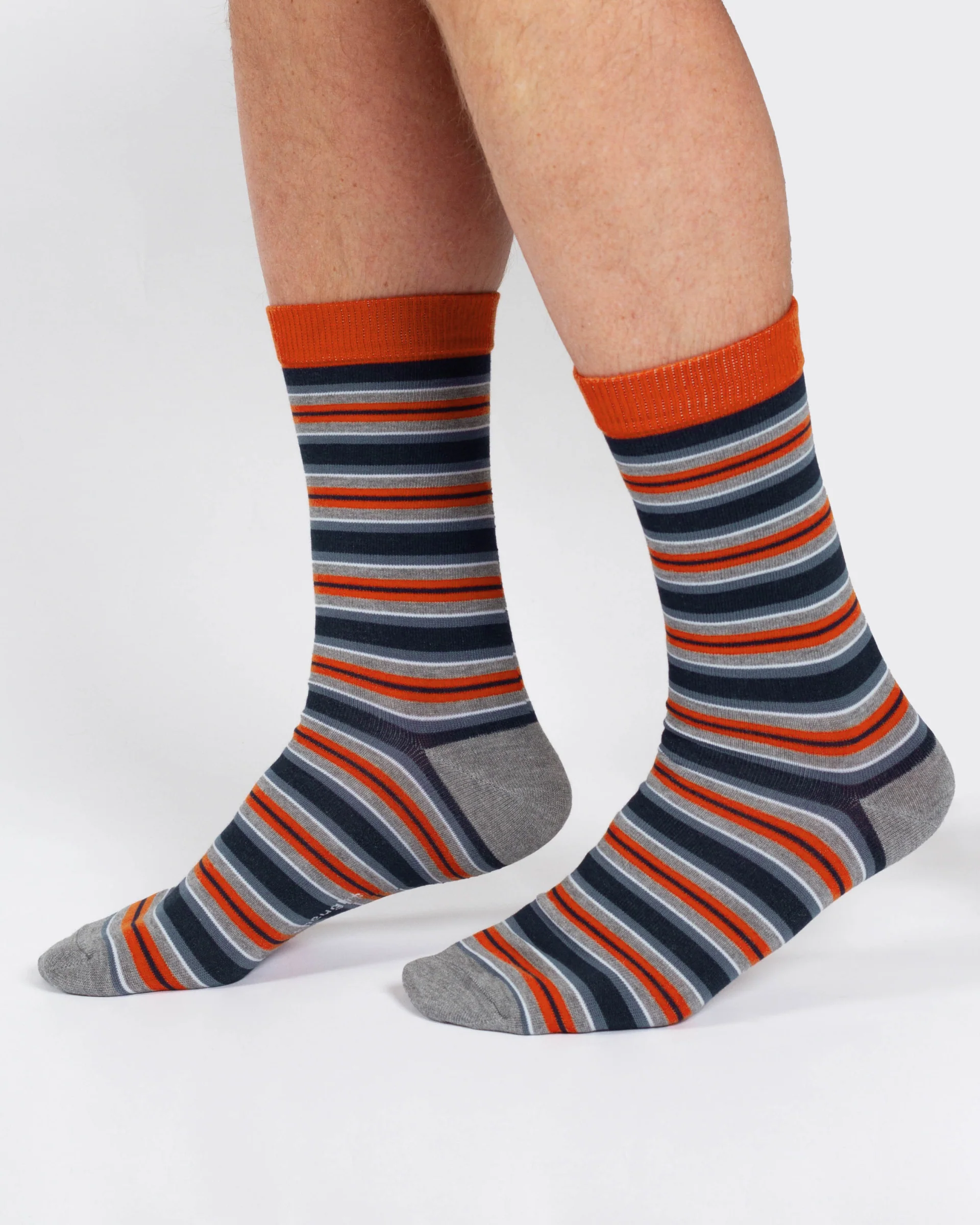 Variegated Bamboo Multi Stripe Socks - Blue Orange - Flockneti