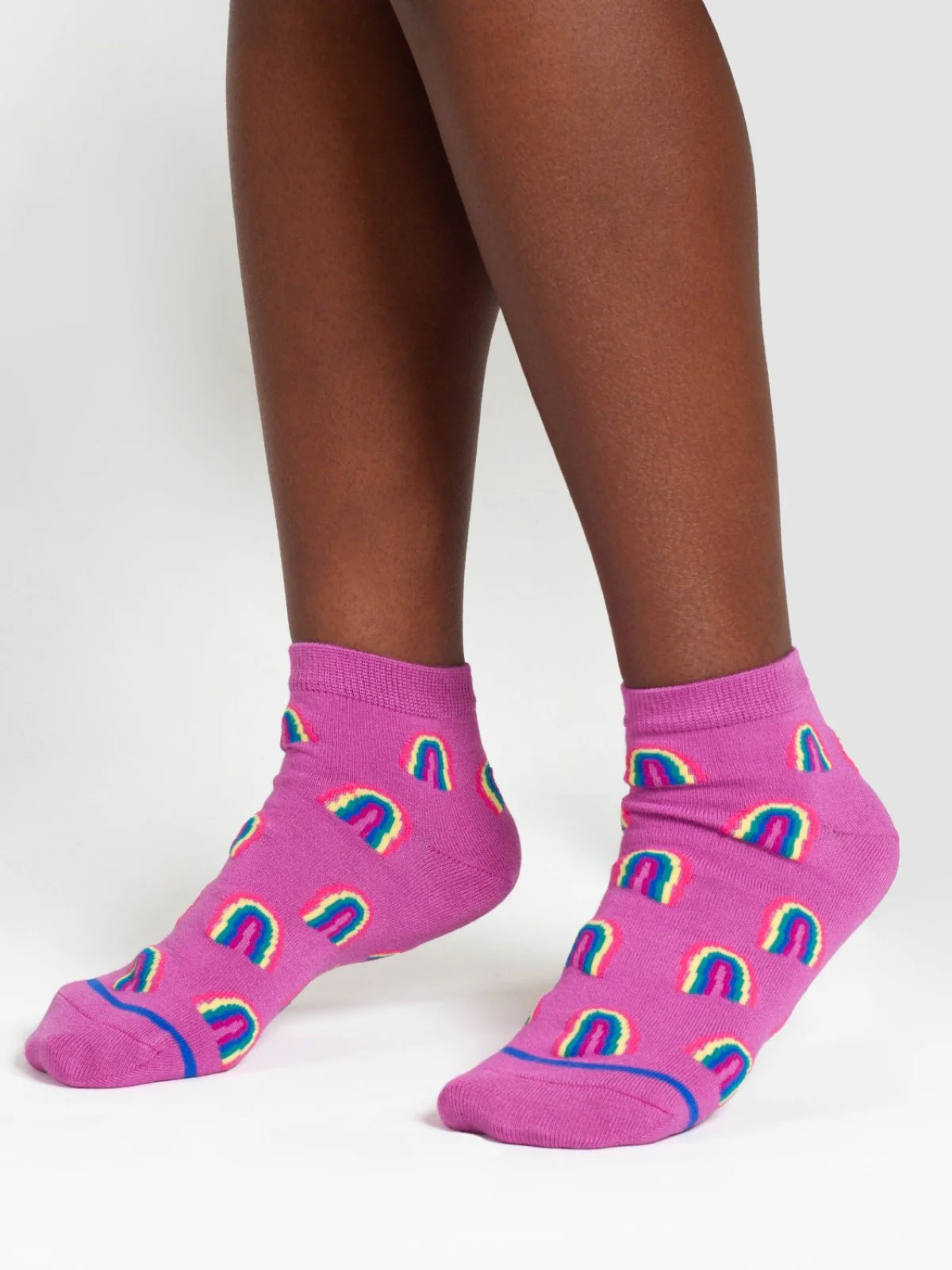 Rainbow Short Bamboo Ankle Socks - Purple Multi - Flockneti