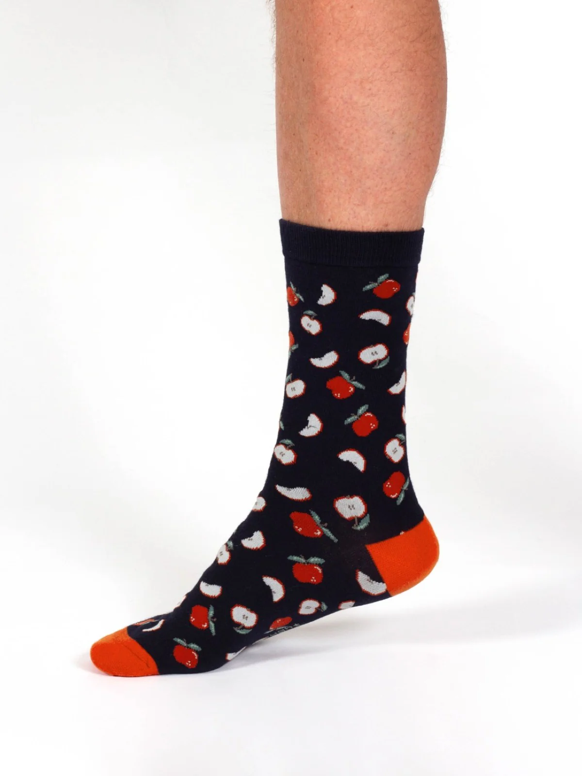 Explorer Organic Cotton Crew Socks - Navy/Apples - Flockneti