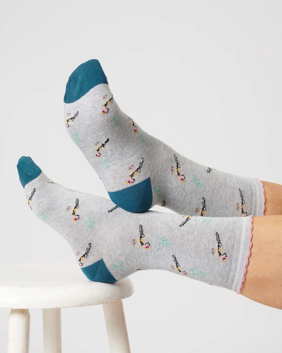 Womens Bird Organic Cotton Socks - Grey Marl - Flockneti