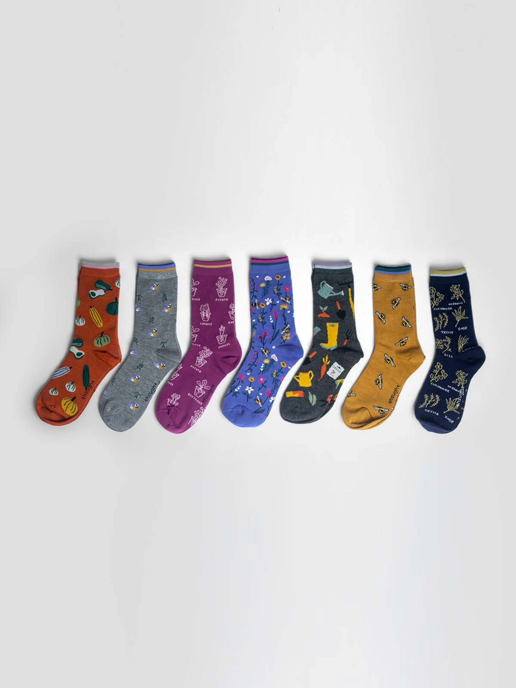 Ginney Patterned Bamboo 7 Pack Sock Gift Box - Multi - Flockneti