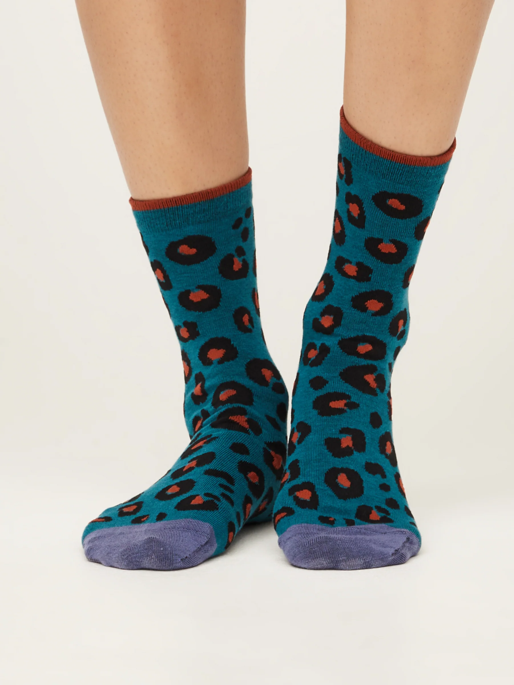 Leopard Print Socks - Lagoon Blue - Flockneti