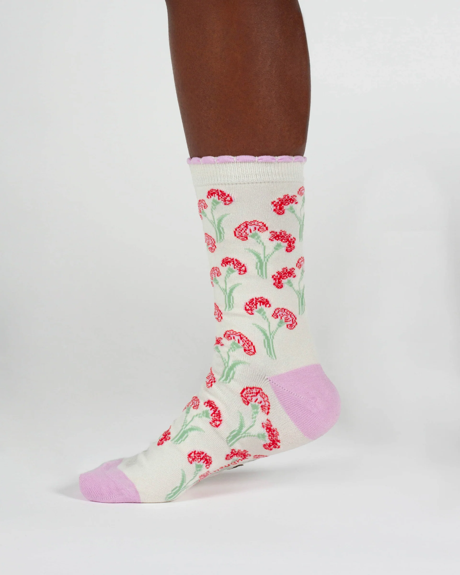 Womens January Birth Flower Sock - Carnation - Flockneti