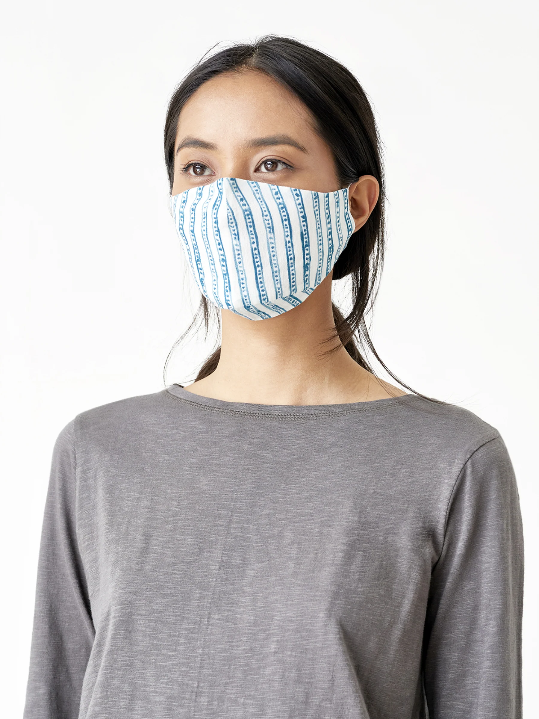 Organic Cotton Printed Face Mask - Gallone Blue - Flockneti