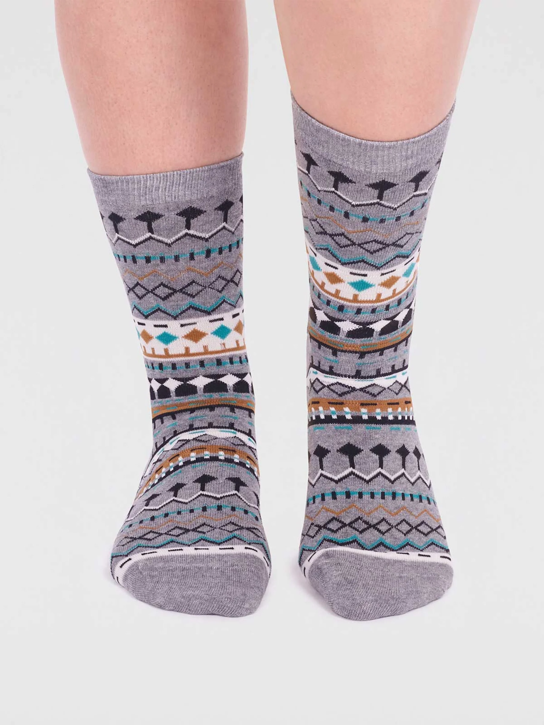 Dannie Organic Cotton Fairisle Sock In Bag - Grey Marle - Flockneti
