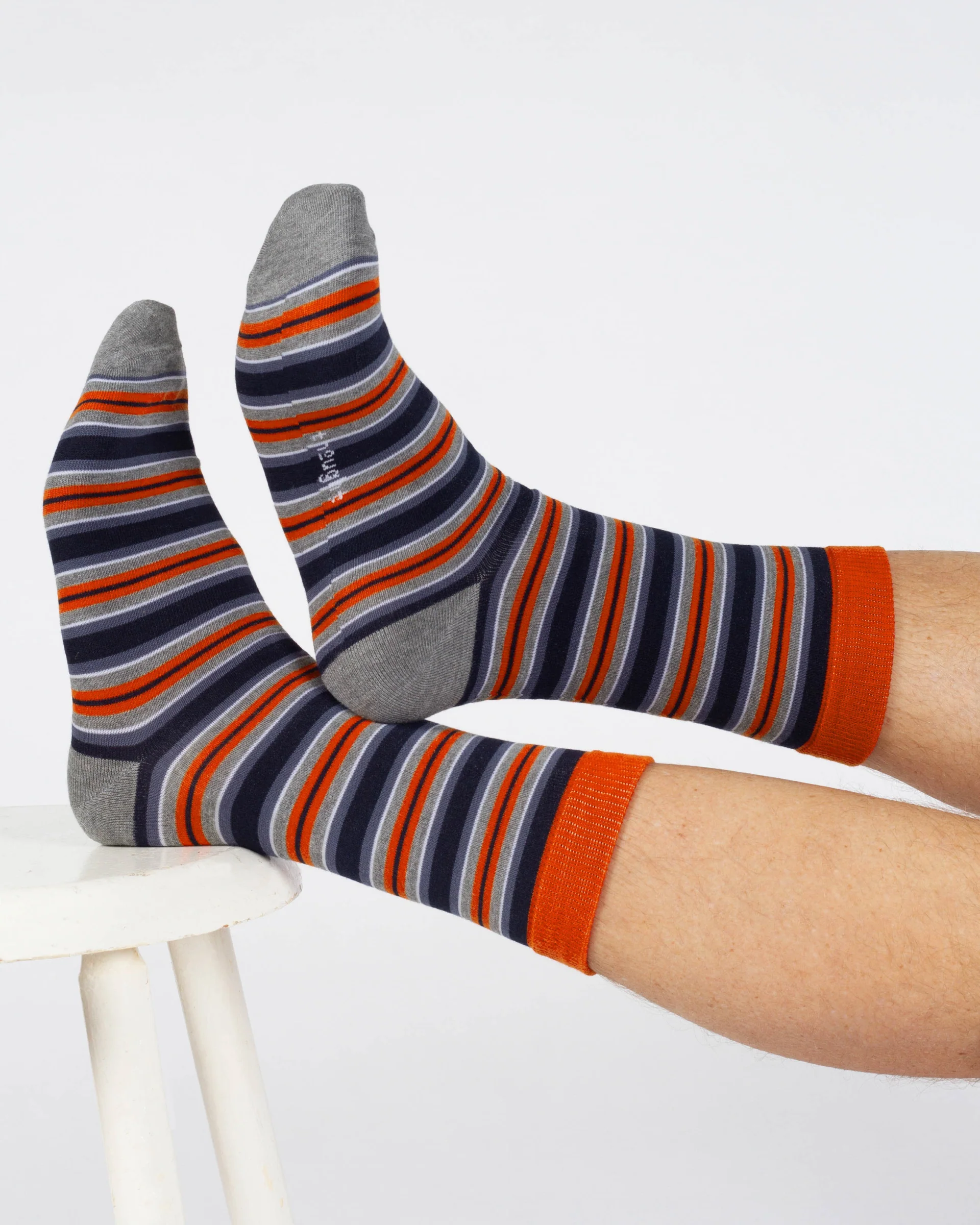 Variegated Bamboo Multi Stripe Socks - Blue Orange - Flockneti