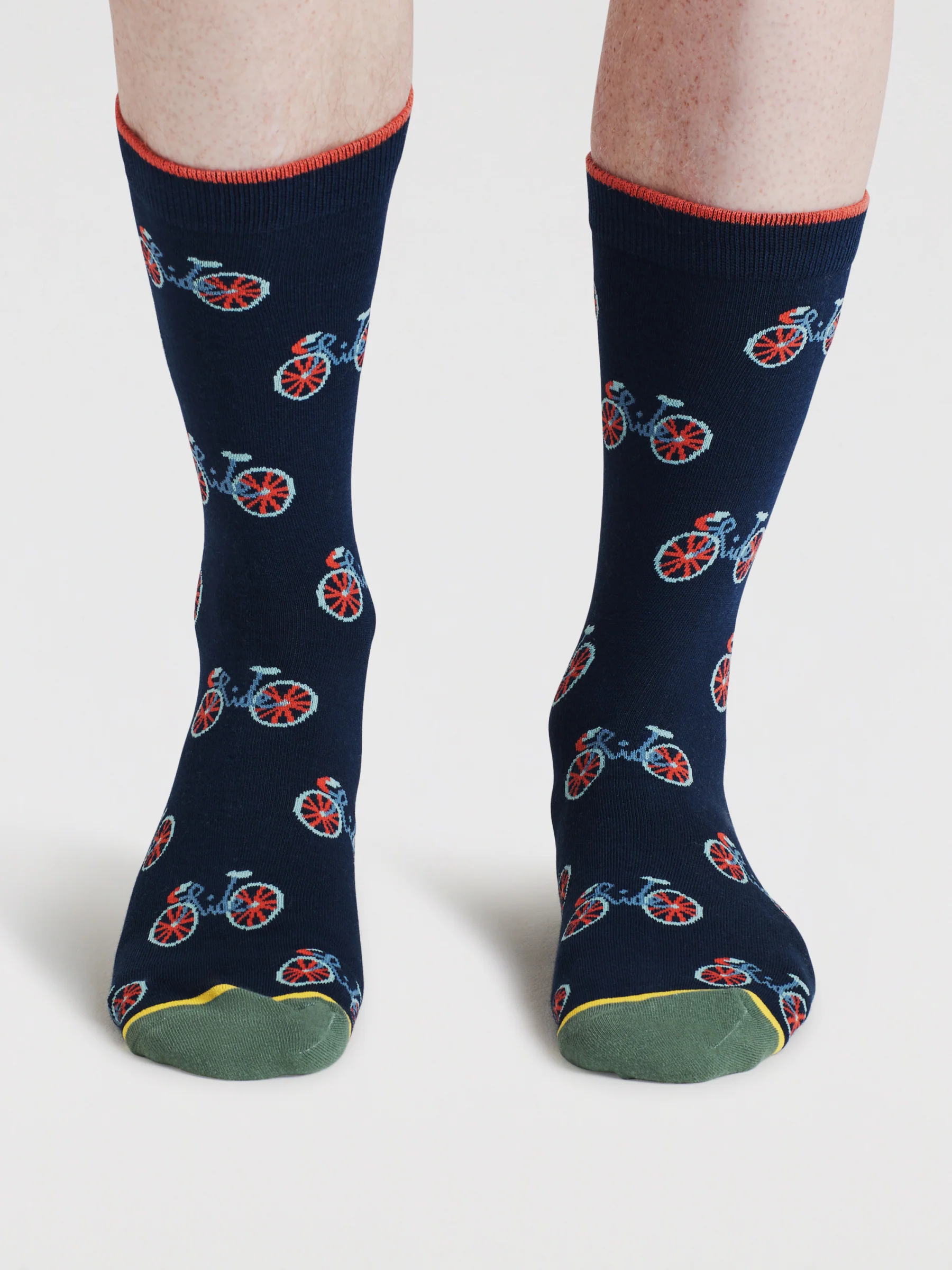 Mens Berne Bike Bamboo Socks - Navy - Flockneti